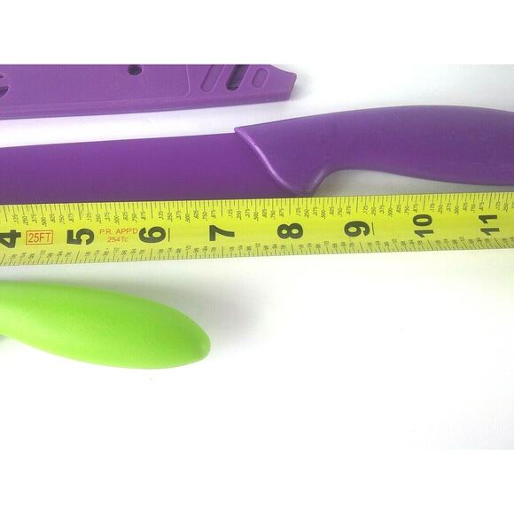 Stainless Steel Plastic Handled Knives Colorful With Sheaths Purple Green - Picture 10 of 12